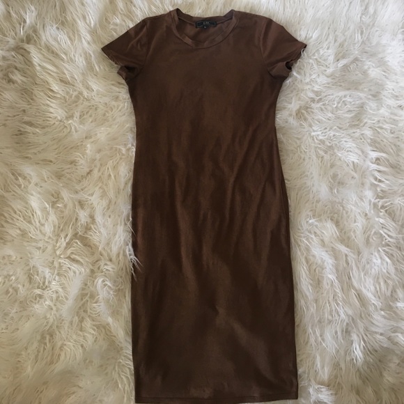 Light brown faux suede pencil dress - Picture 2 of 3
